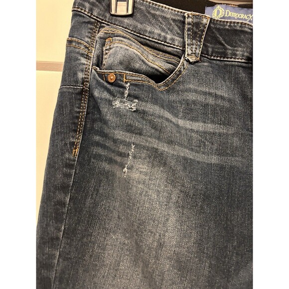 Democracy Ab Technology Skinny Jeans Womens Size 10 Mid Rise Dark Light Distress - Picture 4 of 6